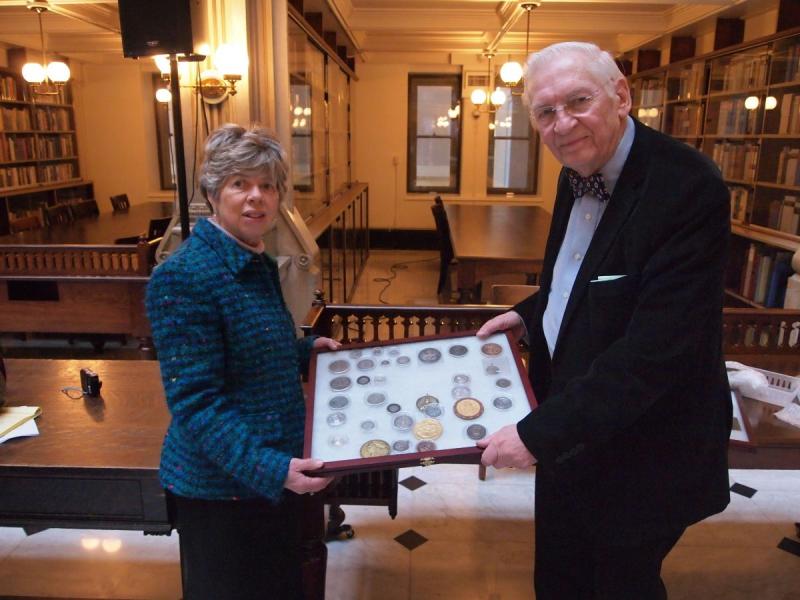 Fred Schumacher and Bonnie Brobst with Luther Medal Collection